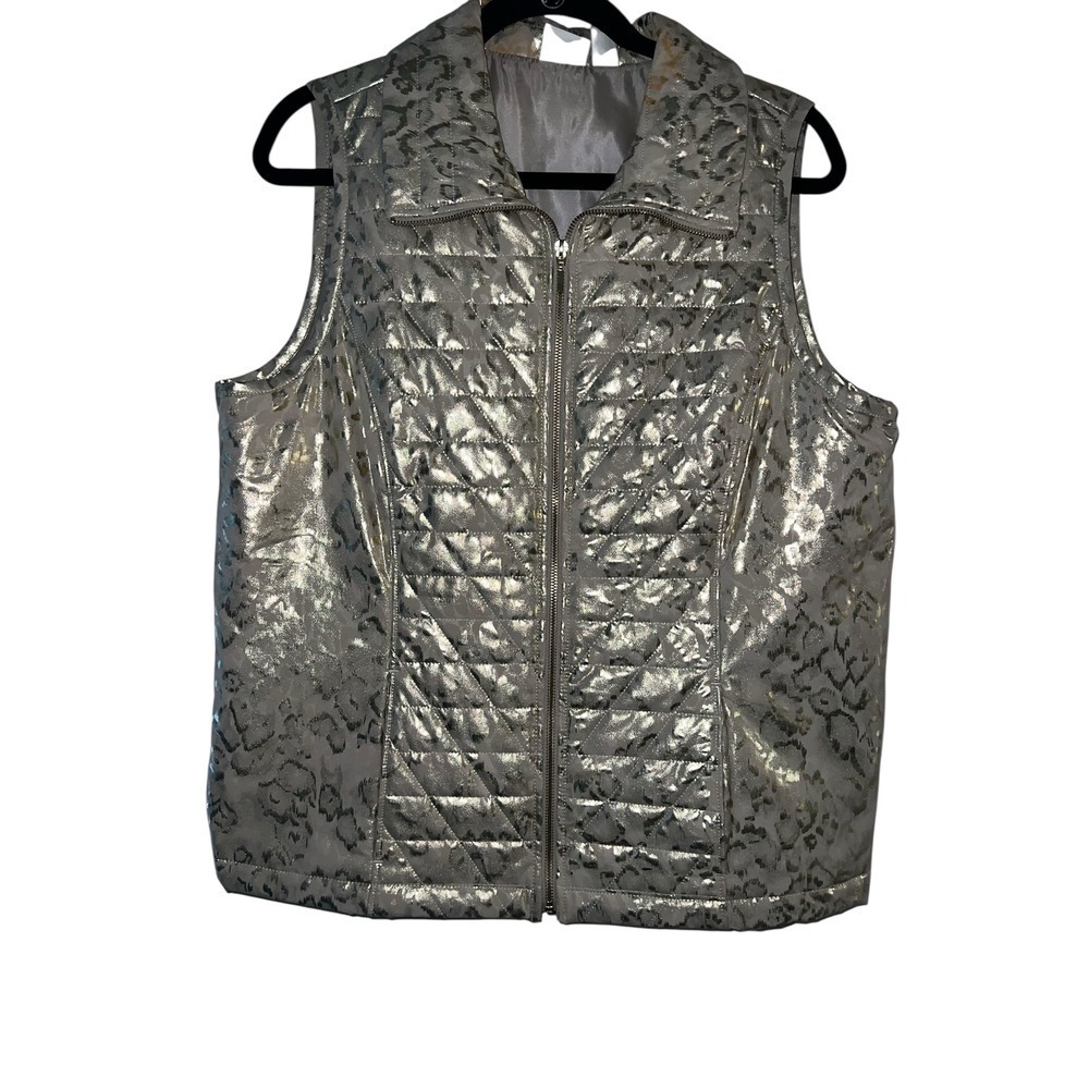 Zenergy by Chico's Gold vest sz 2 Comfy Normcore Preppy Boho